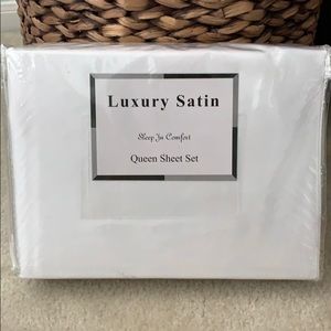 New Luxury Satin Queen Sheets White